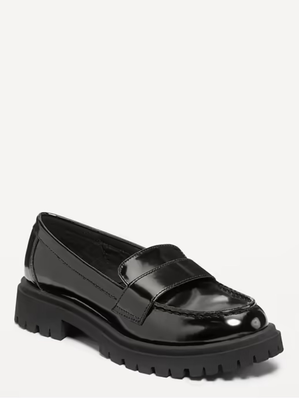 NWT - Old Navy Faux Leather Chunky Heal Loafer - Black - Size 11